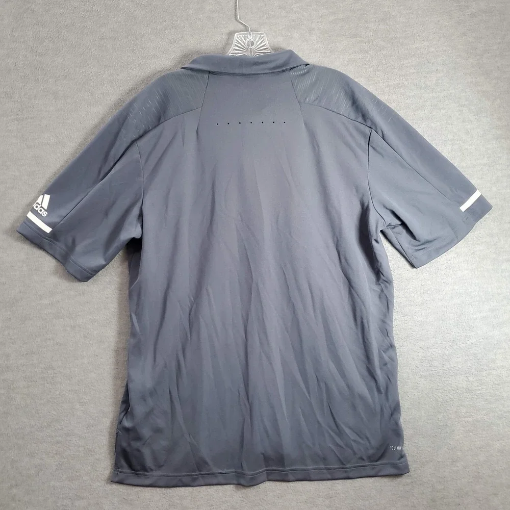 Adidas Men Polo Shirt Large‎ Gray Golf Logo Short Sleeve Collar Pullover